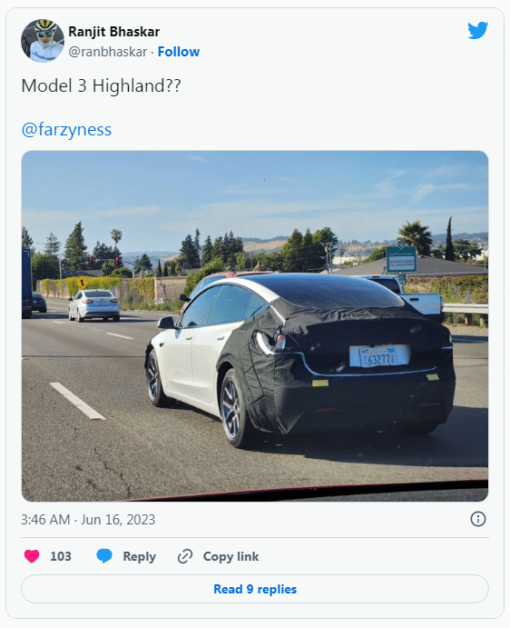 Tesla Model 3 твітер
